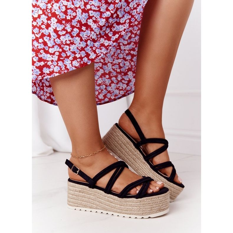 PS1 Sandalias negras en la plataforma trenzada negra Crazy In Love negro 2