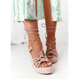 PS1 Sandalias de cuña atadas con trenzado nude Run The World beige 1