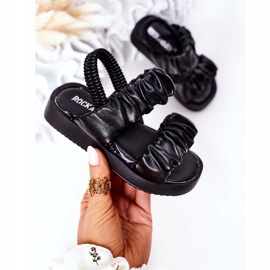 FR1 Sandalias Infantiles Con Canalé Negro Dulzura 3