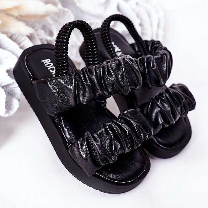 FR1 Sandalias Infantiles Con Canalé Negro Dulzura 2