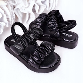 FR1 Sandalias Infantiles Con Canalé Negro Dulzura 5