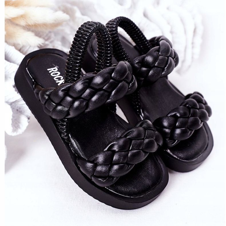 FR1 Sandalias para niños con Cutie-Pie de canalé negro 2