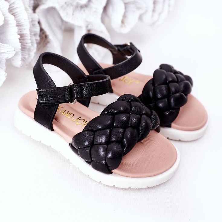 Sandalias Infantiles Con Trenzada Adella Negra negro 1