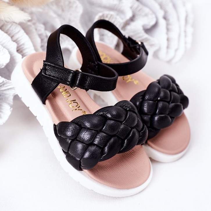 Sandalias Infantiles Con Trenzada Adella Negra negro 2