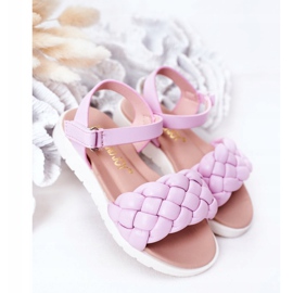 FR1 Sandalias Infantiles Con Trenzada Violeta Adella púrpura 2