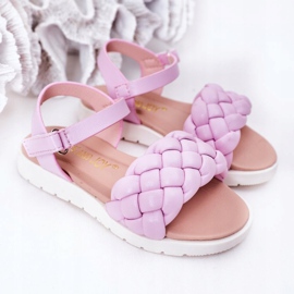 FR1 Sandalias Infantiles Con Trenzada Violeta Adella púrpura 1