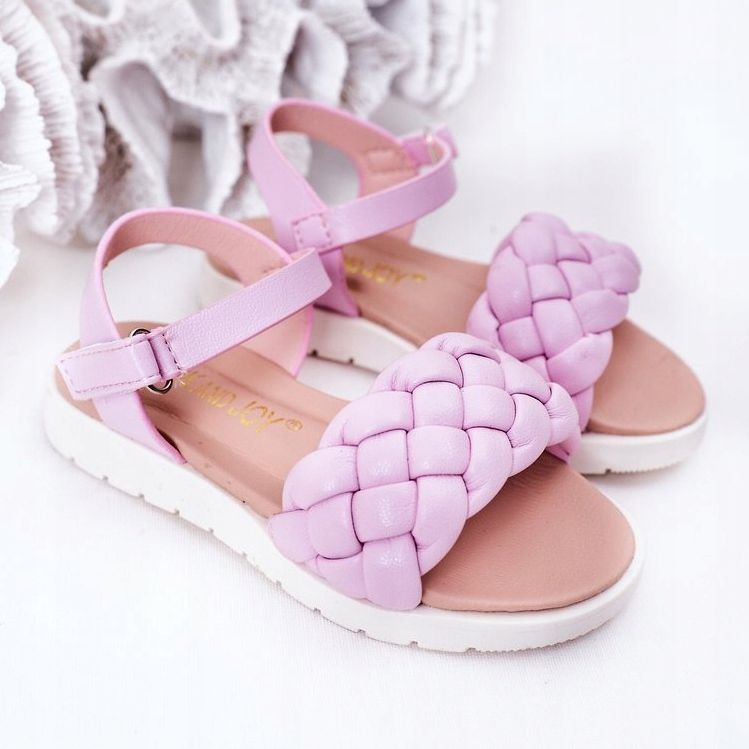 FR1 Sandalias Infantiles Con Trenzada Violeta Adella púrpura 1