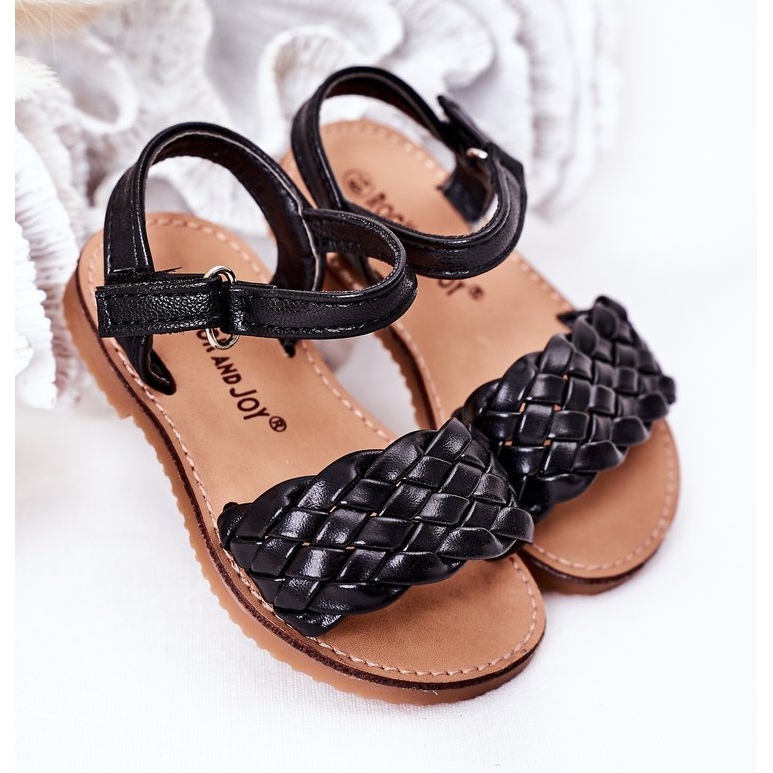 Sandalias Infantiles Con Bailly Trenzado Negro 2