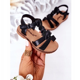 FR1 Sandalias Infantiles Con Brocado Negro Batilda 4