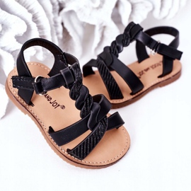 FR1 Sandalias Infantiles Con Brocado Negro Batilda 3