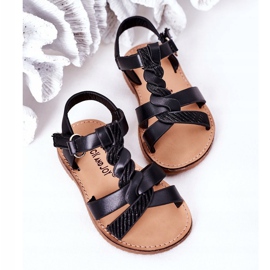 FR1 Sandalias Infantiles Con Brocado Negro Batilda 5
