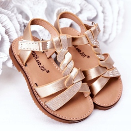 FR1 Sandalias Infantiles Con Brocado Dorado Batilda 4
