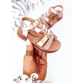 FR1 Sandalias Infantiles Con Brocado Dorado Batilda 3