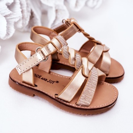 FR1 Sandalias Infantiles Con Brocado Dorado Batilda 5
