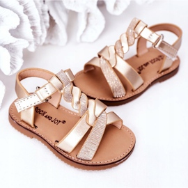 FR1 Sandalias Infantiles Con Brocado Dorado Batilda 2