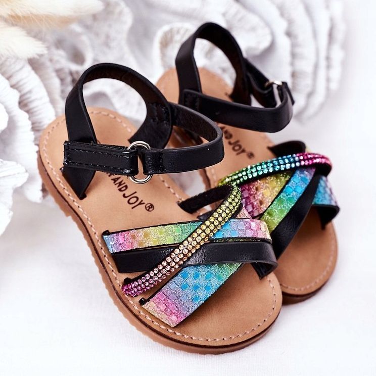 FR1 Sandalias Infantiles Con Lentejuelas Becky Negra negro multicolor 2