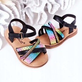 FR1 Sandalias Infantiles Con Lentejuelas Becky Negra negro multicolor 4