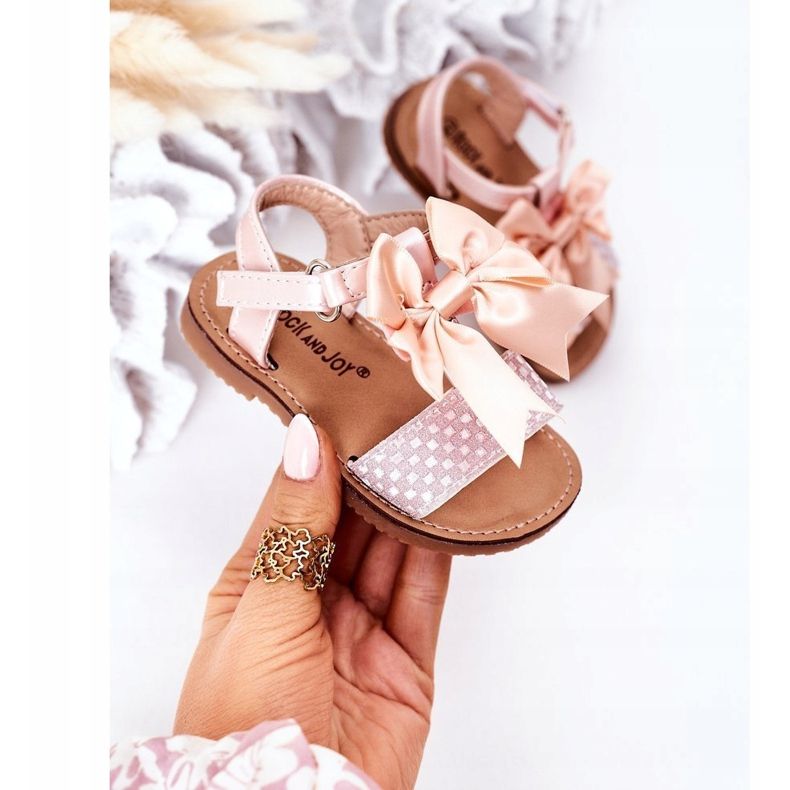 FR1 Sandalias Infantiles Con Lazo Rosa Beebee rosado 2