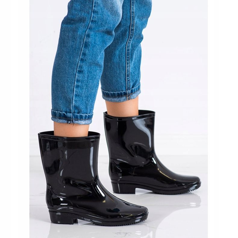 SHELOVET Botas de lluvia clásicas lacadas negro 1