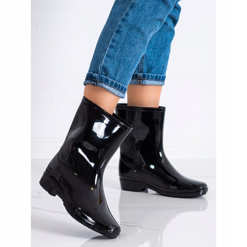 SHELOVET Botas de lluvia clásicas lacadas negro 2