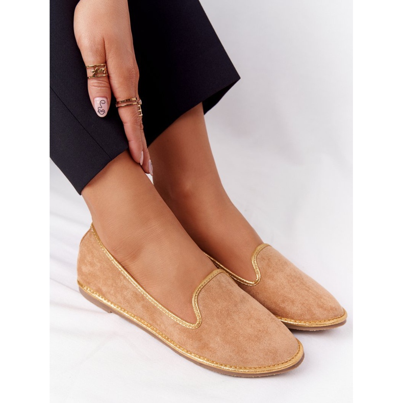 Mocasines de ante de mujer Lu Boo Camel marrón 1