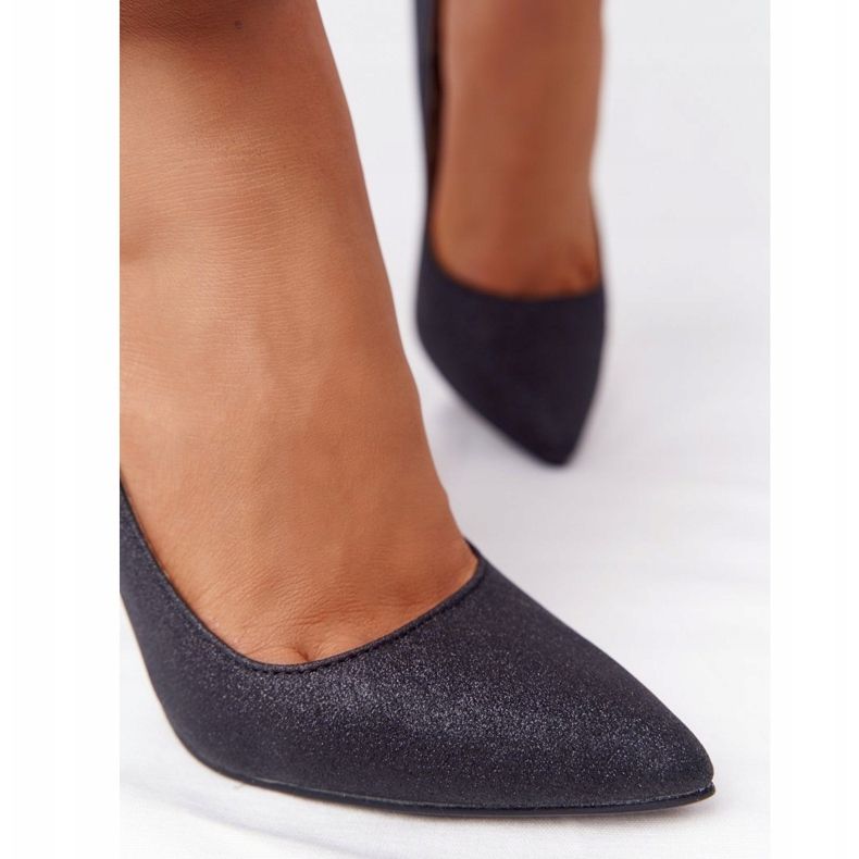 Elegantes tacones negros con purpurina Lu Boo 1