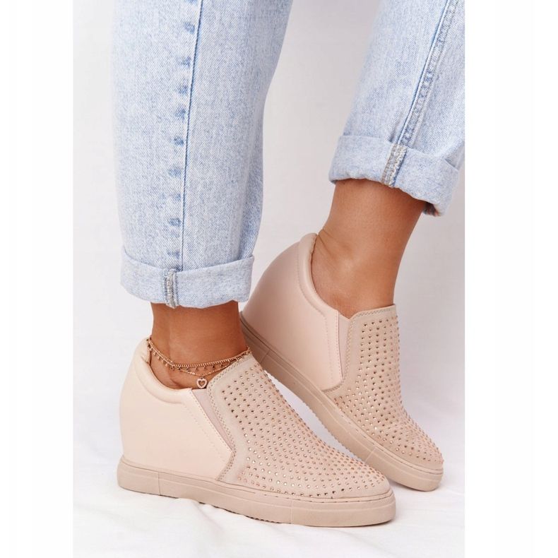 Deportivas Cuña Con Lentejuelas Lu Boo Beige marrón 2