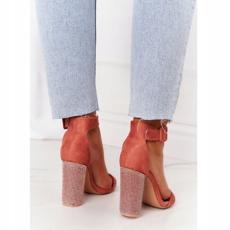 Sandalias En Una Barra Con Zirconia Cúbica Lu Boo Ceglaste rojo multicolor 1