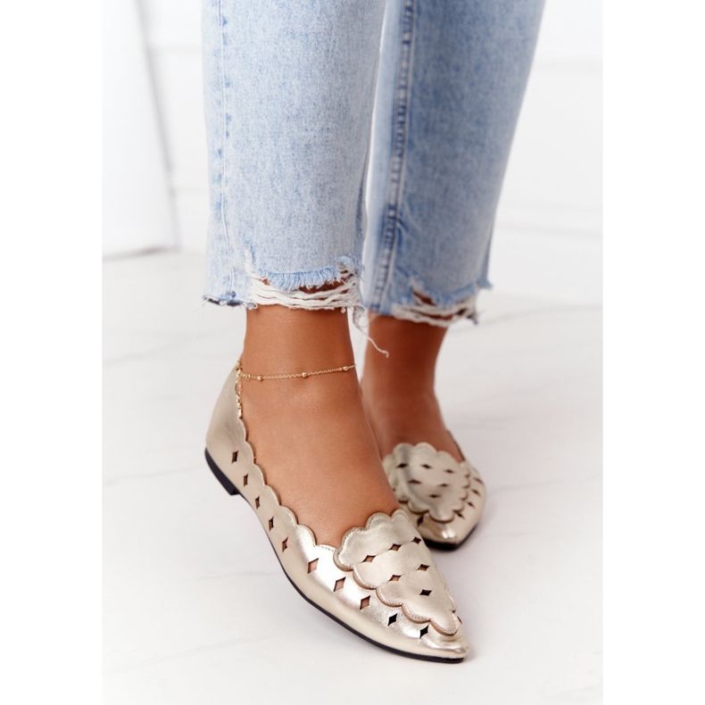 Mocasines calados de mujer Lu Boo Golden dorado 2