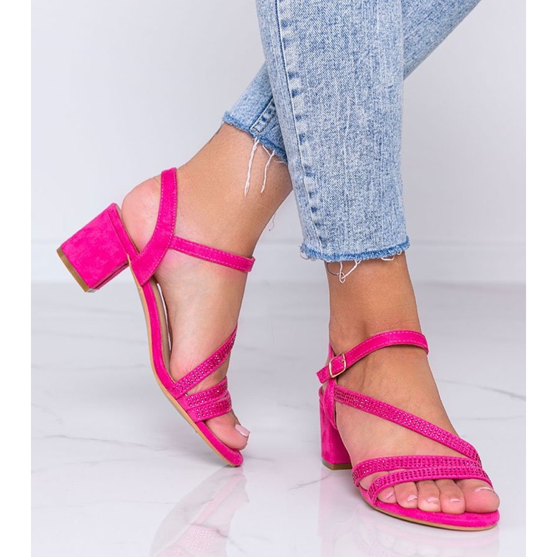 Sandalias rosas en poste con circonita Hydra 1