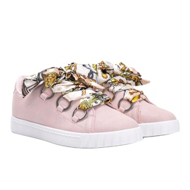 Zapatillas rosas con ribete Kisionis de raso rosado 3