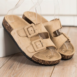 SHELOVET Zapatillas cómodas con hebillas beige 2