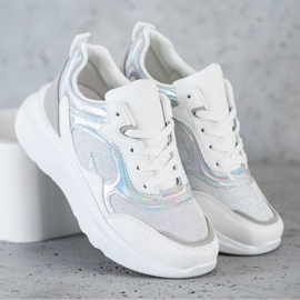 Sweet Shoes Zapatillas con purpurina blanco 2