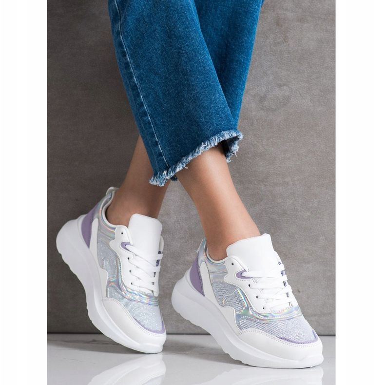 Sweet Shoes Zapatillas con purpurina blanco violeta 1