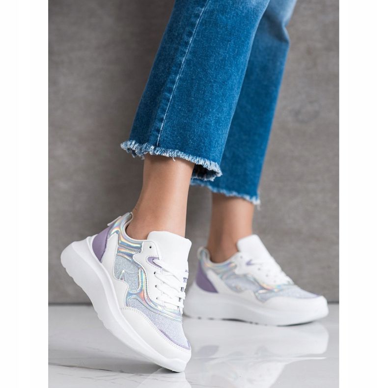 Sweet Shoes Zapatillas con purpurina blanco violeta 2