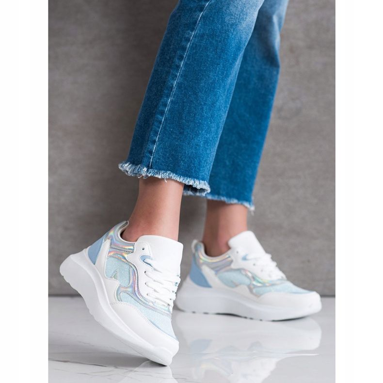 Sweet Shoes Zapatillas con purpurina blanco azul 1