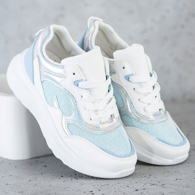 Sweet Shoes Zapatillas con purpurina blanco azul 2