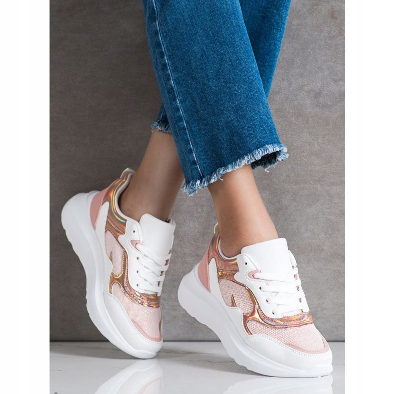 Sweet Shoes Zapatillas con purpurina blanco rosado 2