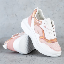 Sweet Shoes Zapatillas con purpurina blanco rosa 1