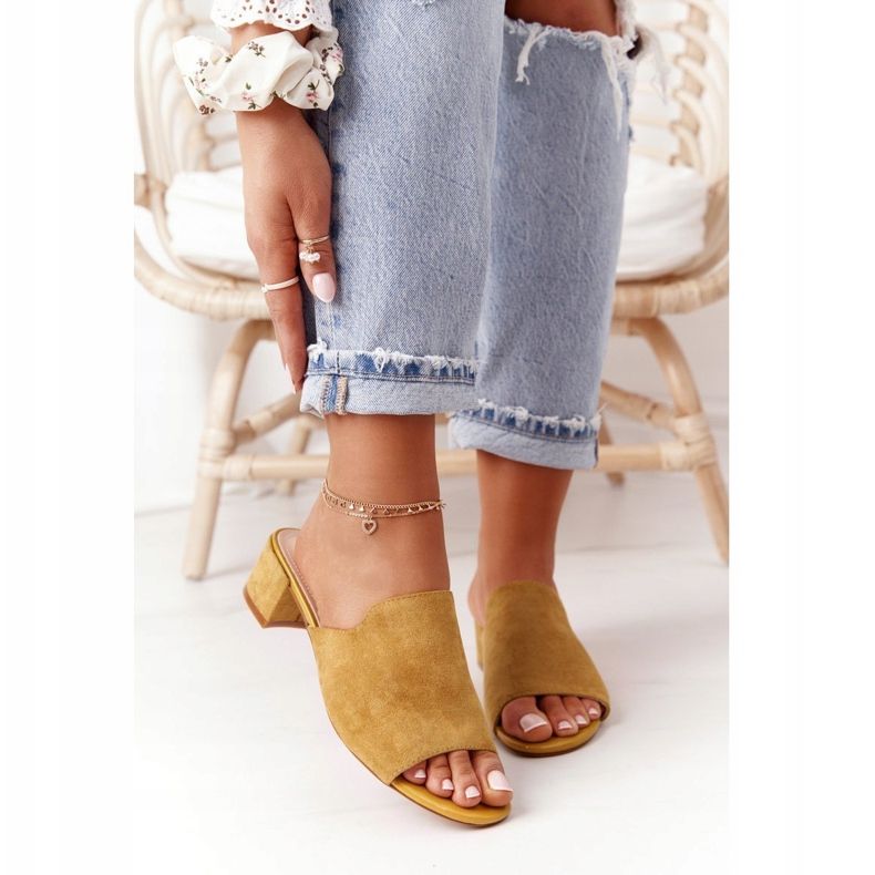 Zapatillas Ante En Tacón Sergio Leone KL313 Amarillo 2