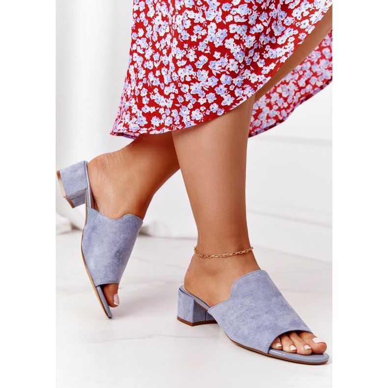 Zapatillas Ante En Tacón Sergio Leone KL313 Azul 1