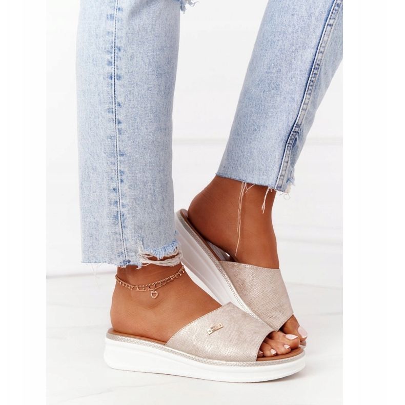 Sandalias Con Cuña Sergio Leone SK042 Dorado 2