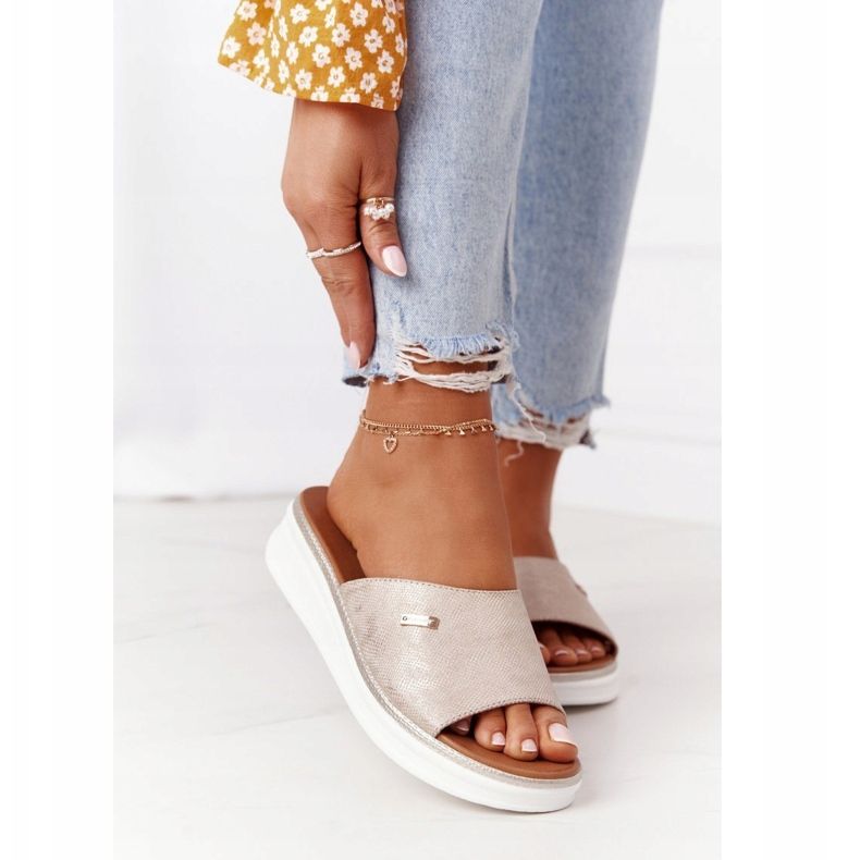 Sandalias Con Cuña Sergio Leone SK042 Dorado 1