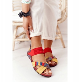 Sandalias Piel Con Puño Maciejka 03375 Rojo-Amarillo 2