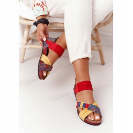 Sandalias Piel Con Puño Maciejka 03375 Rojo-Amarillo 3