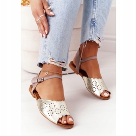 Sandalias Piel Maciejka 05199-04 Beige y Dorado 2