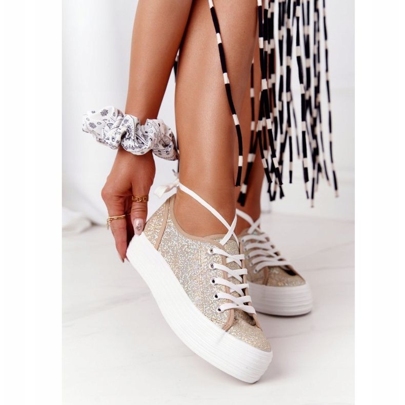 S.Barski Zapatillas con purpurina en la plataforma Golden Luna dorado 1