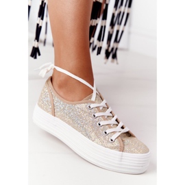 S.Barski Zapatillas con purpurina en la plataforma Golden Luna dorado 3