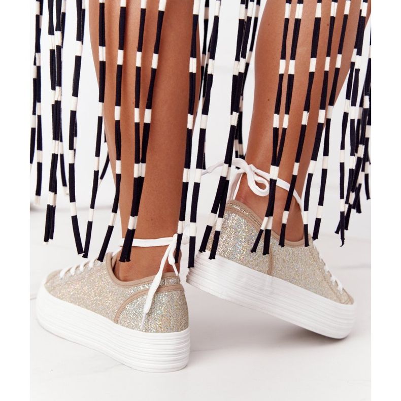 S.Barski Zapatillas con purpurina en la plataforma Golden Luna dorado 2