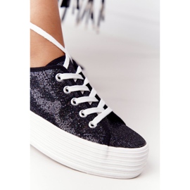 S.Barski Zapatillas con purpurina en la plataforma Luna negra negro 1